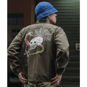 Non Stock Vietnam War Skull & Snake Souvenir Tour Jacket Men's Zip Up Outerwear